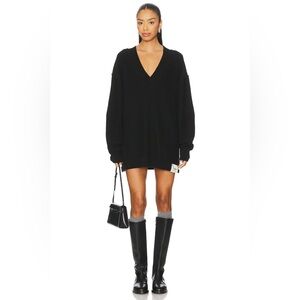 Free People Black Oversized V-Neck Sweater